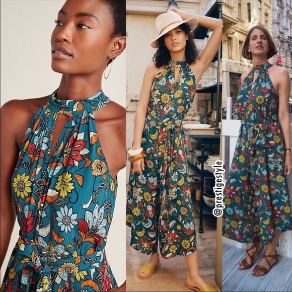 ANTHROPOLOGIE Geneva Halter Wide Leg Jumpsuit - Picture 7 of 7